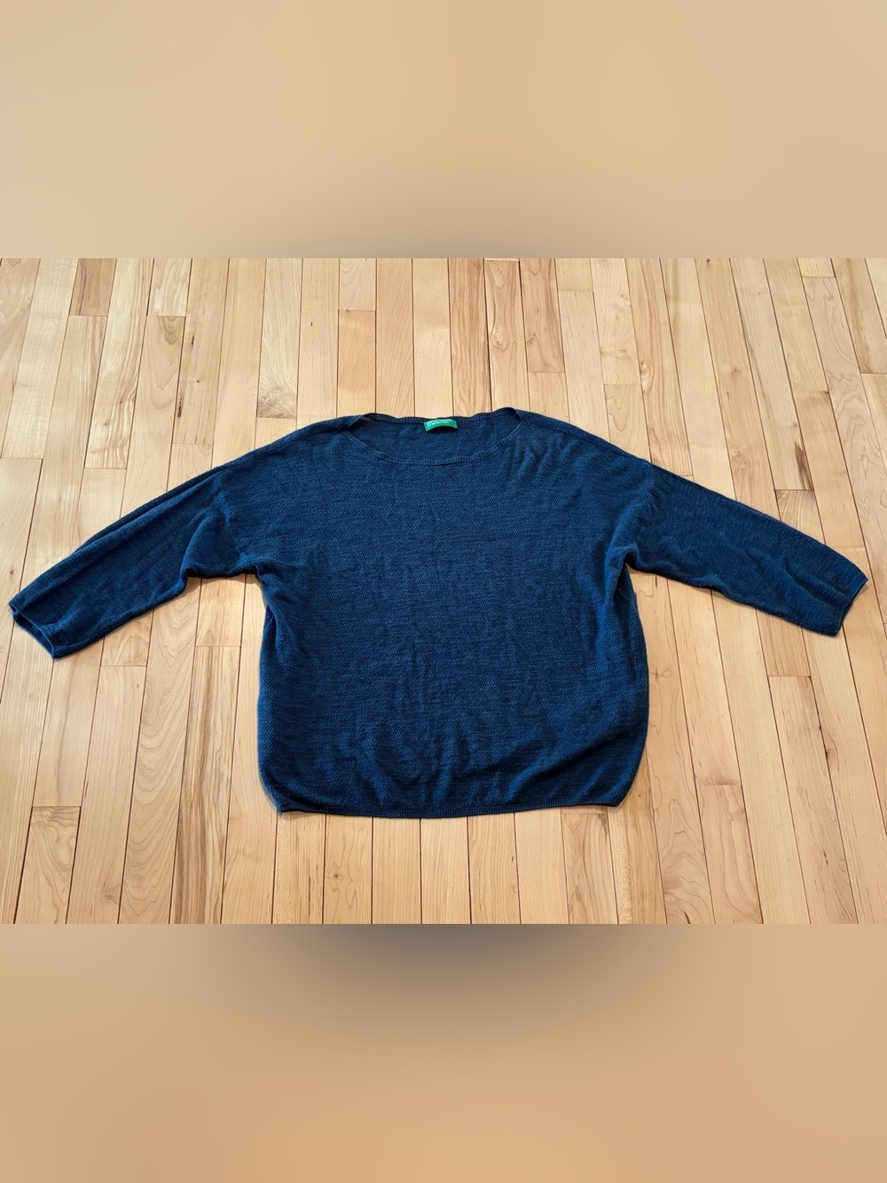 United Colors of Benetton Boxy Fit Linen Blend Sweater Blue Small